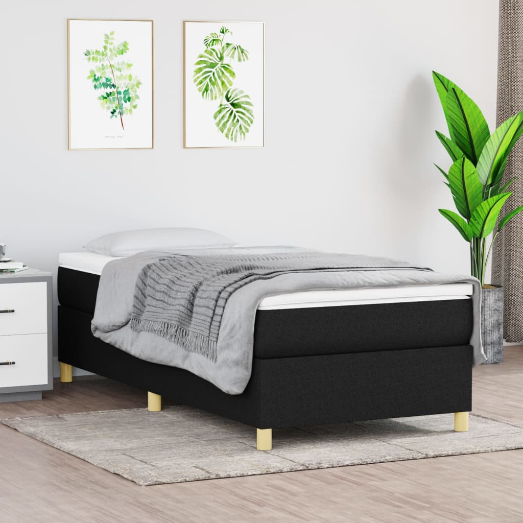 Okvir za krevet s oprugom crni 90x190cm od tkanine