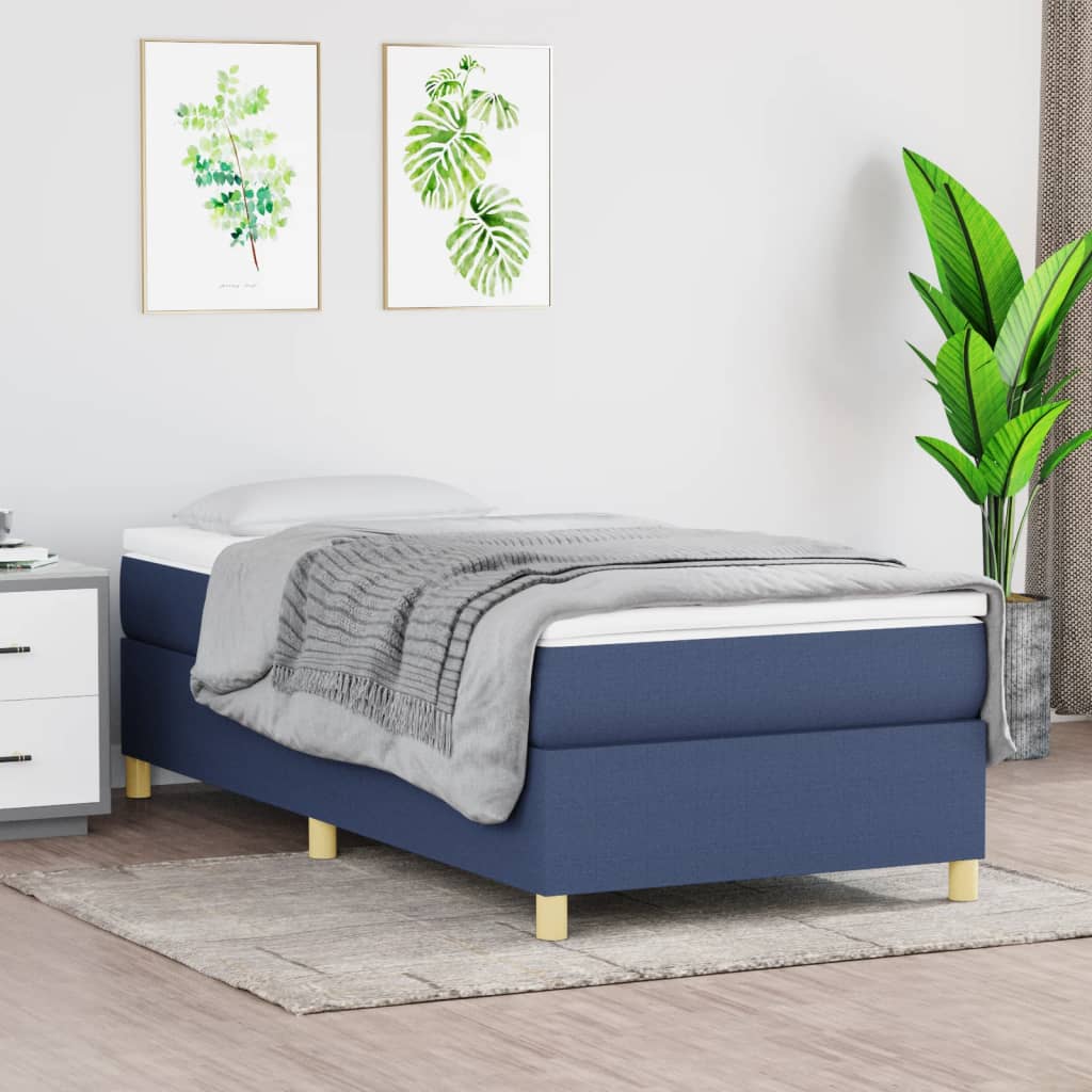 Okvir za krevet s oprugom plava 90x190cm od tkanine