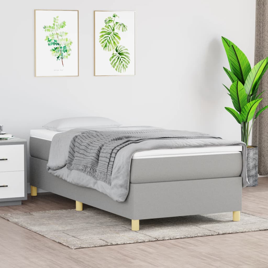 Okvir za krevet s oprugom svjetlosivi 90x200 cm od tkanine