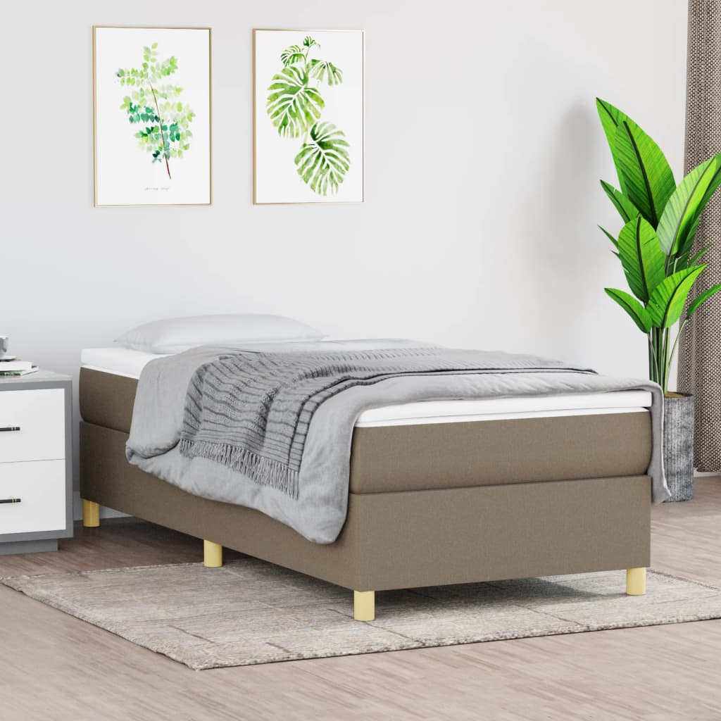 Okvir za krevet s oprugom smeđesivi 90x200cm od tkanine