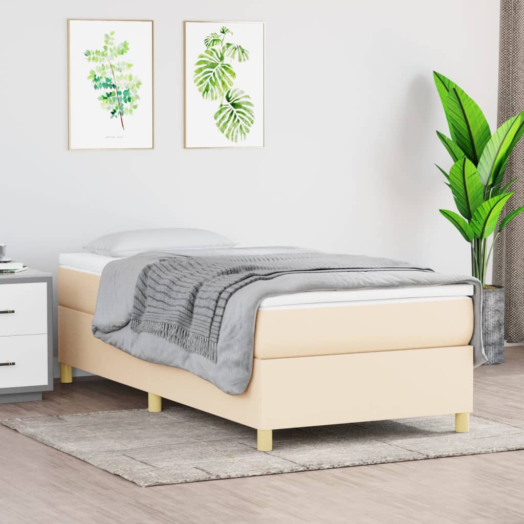 Okvir za krevet s oprugom krem 90x200cm od tkanine