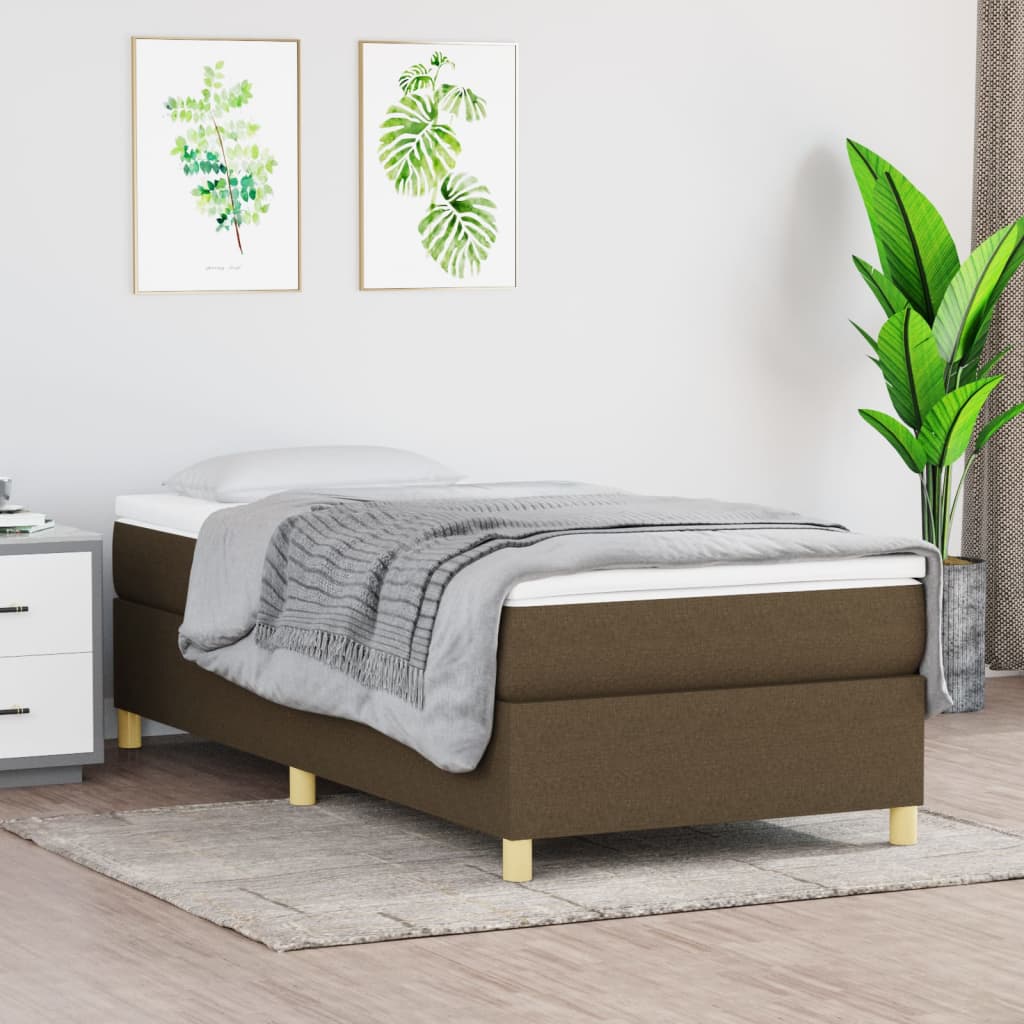 Okvir za krevet s oprugom tamnosmeđi 100x200 cm od tkanine