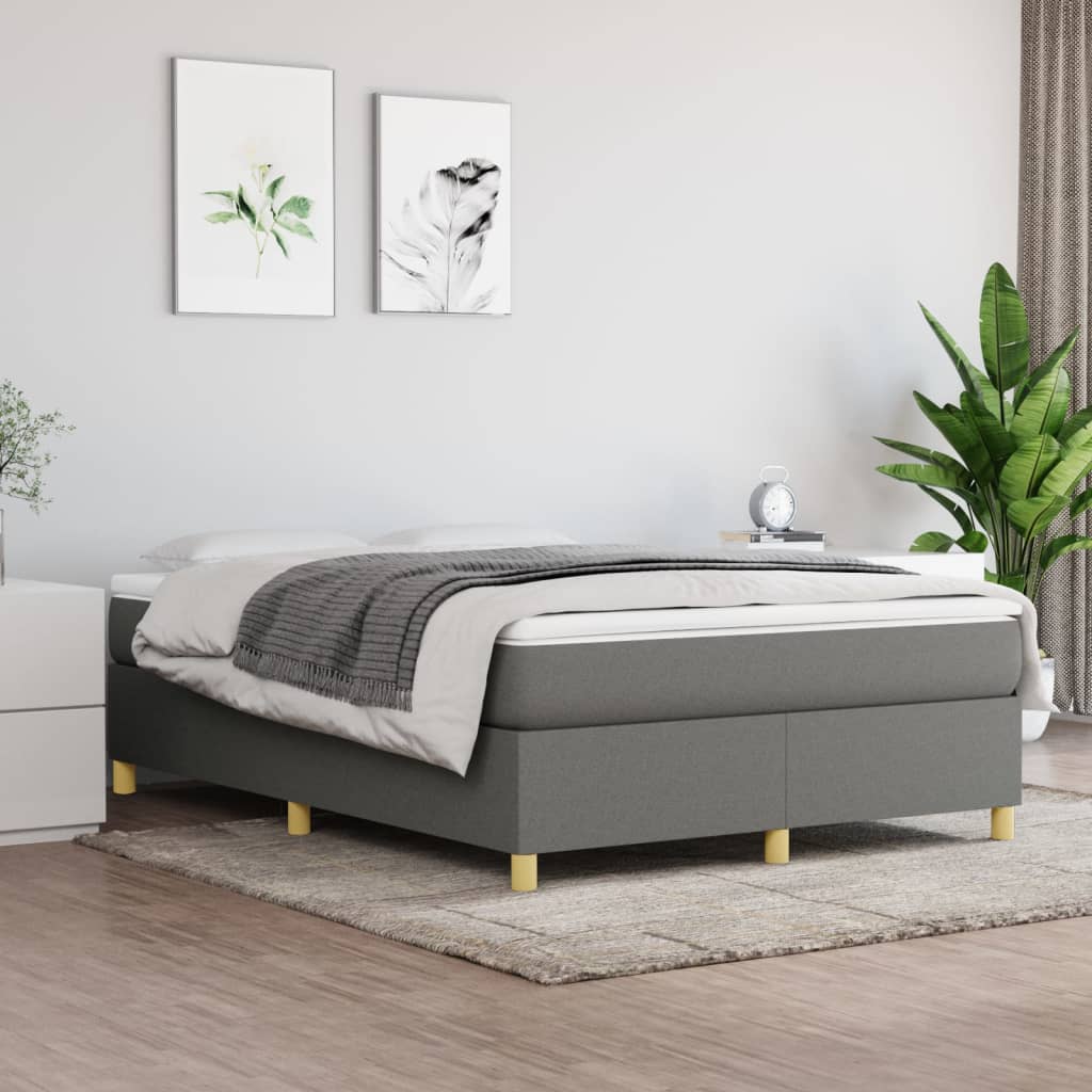 Okvir za krevet s oprugom tamnosivi 140 x 200 cm od tkanine