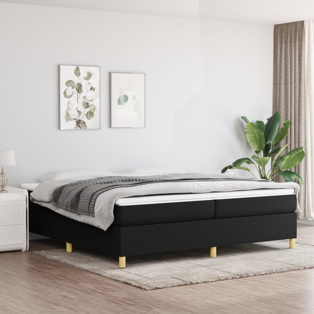 Okvir za krevet s oprugom crni 200x200 cm od tkanine