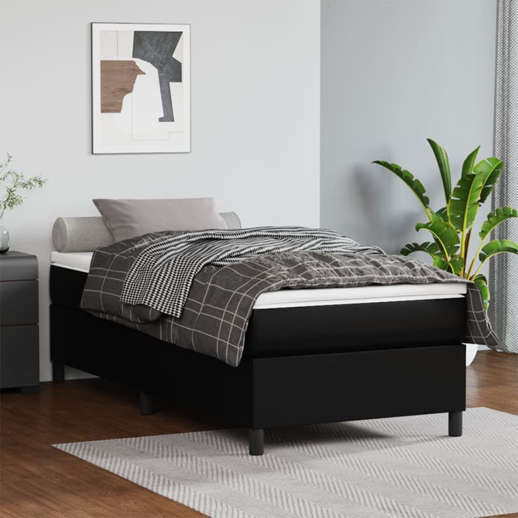 Okvir za krevet s oprugom crni 80 x 200 cm od umjetne kože