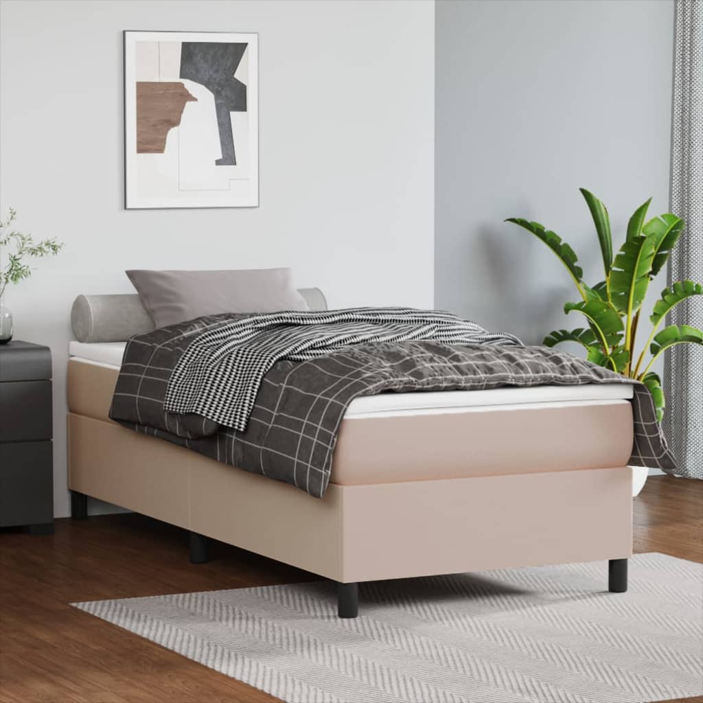 Okvir za krevet s oprugom boja cappuccina 80 x 200 cm od umjetne kože