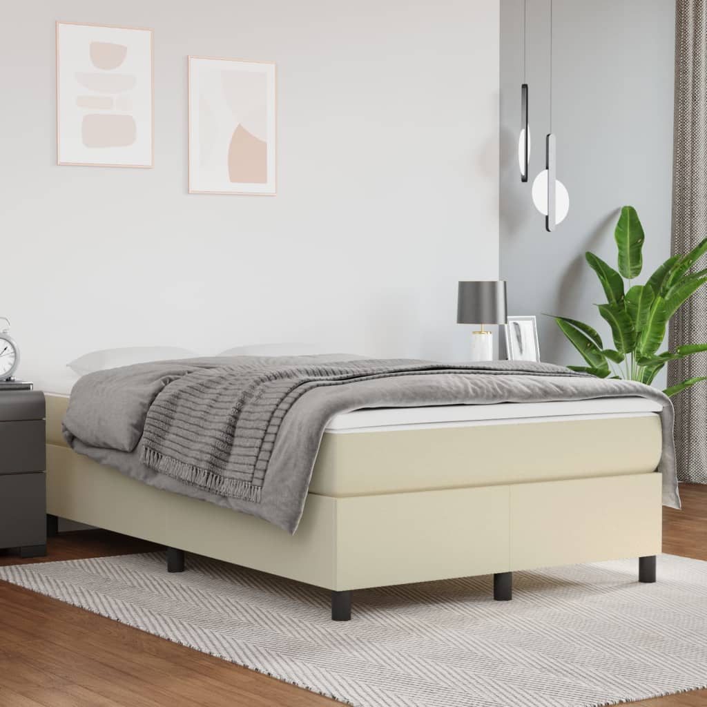 Okvir za krevet s oprugom krem 120 x 200 cm od umjetne kože