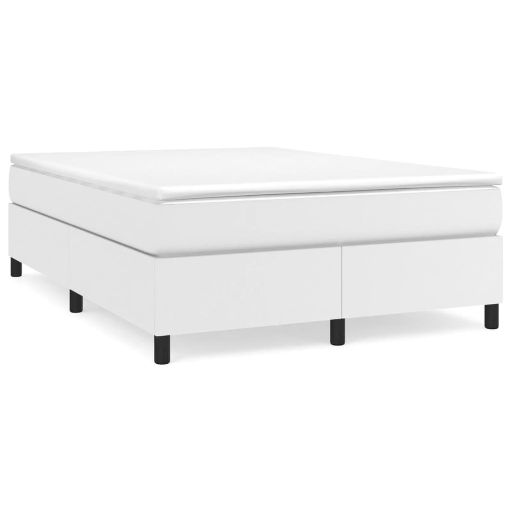 Okvir za krevet s oprugom bijela 140x190 cm od umjetne kože