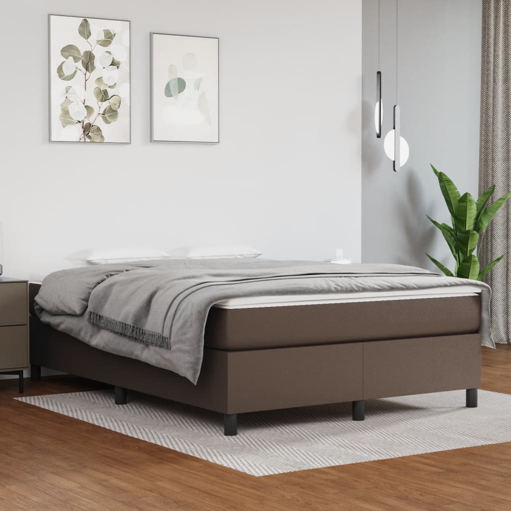 Okvir za krevet s oprugom smeđi 140x190 cm od umjetne kože