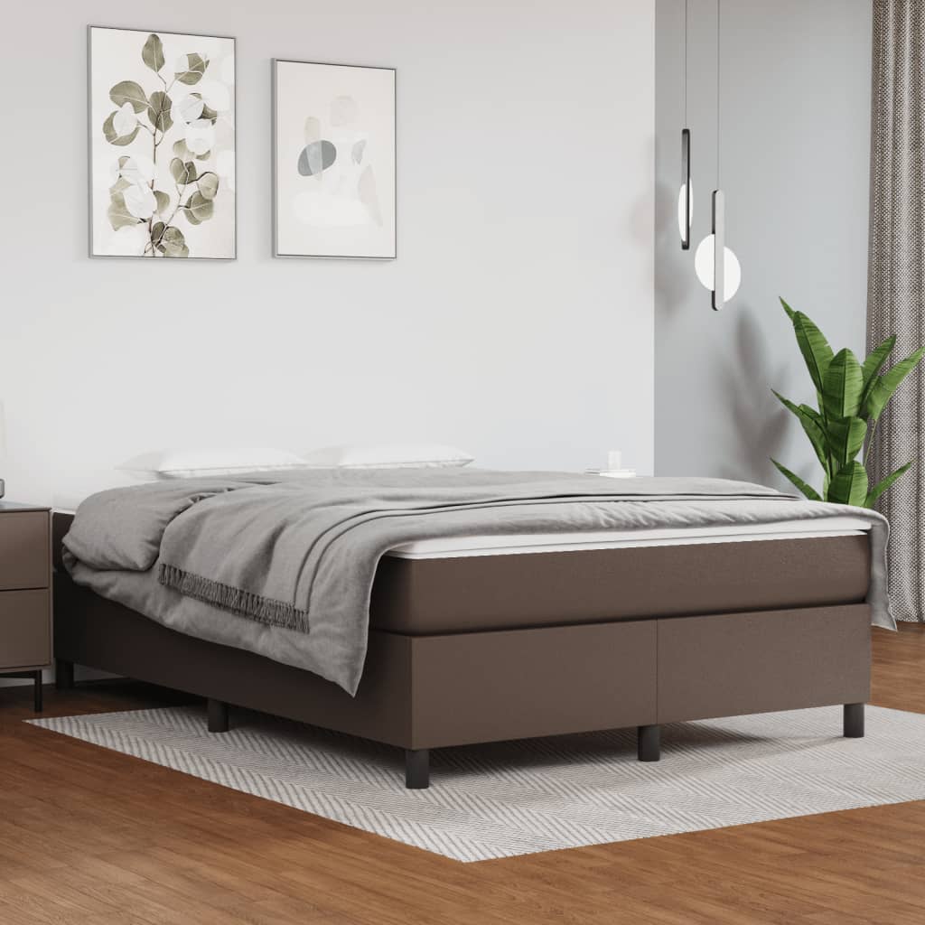 Okvir za krevet s oprugom smeđi 140x200 cm od umjetne kože
