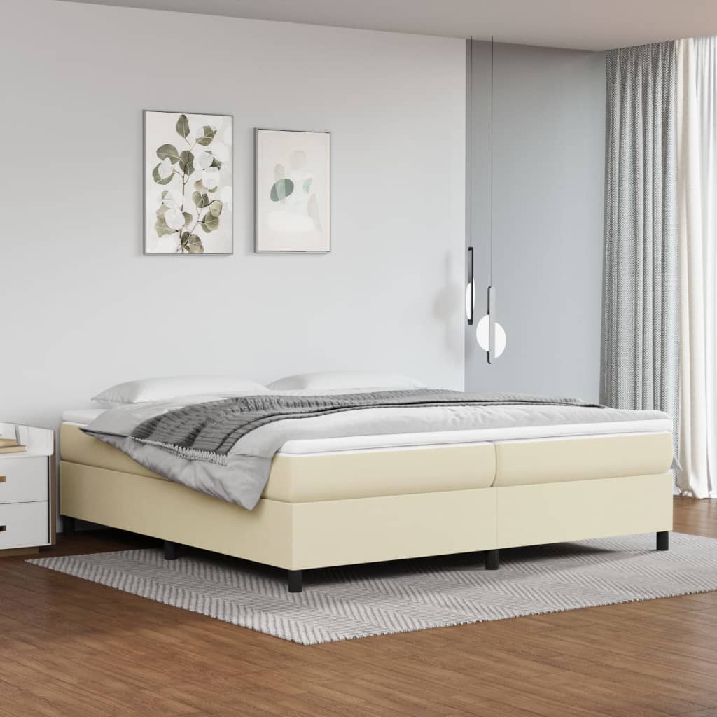 Okvir za krevet s oprugom krem 200x200 cm od umjetne kože