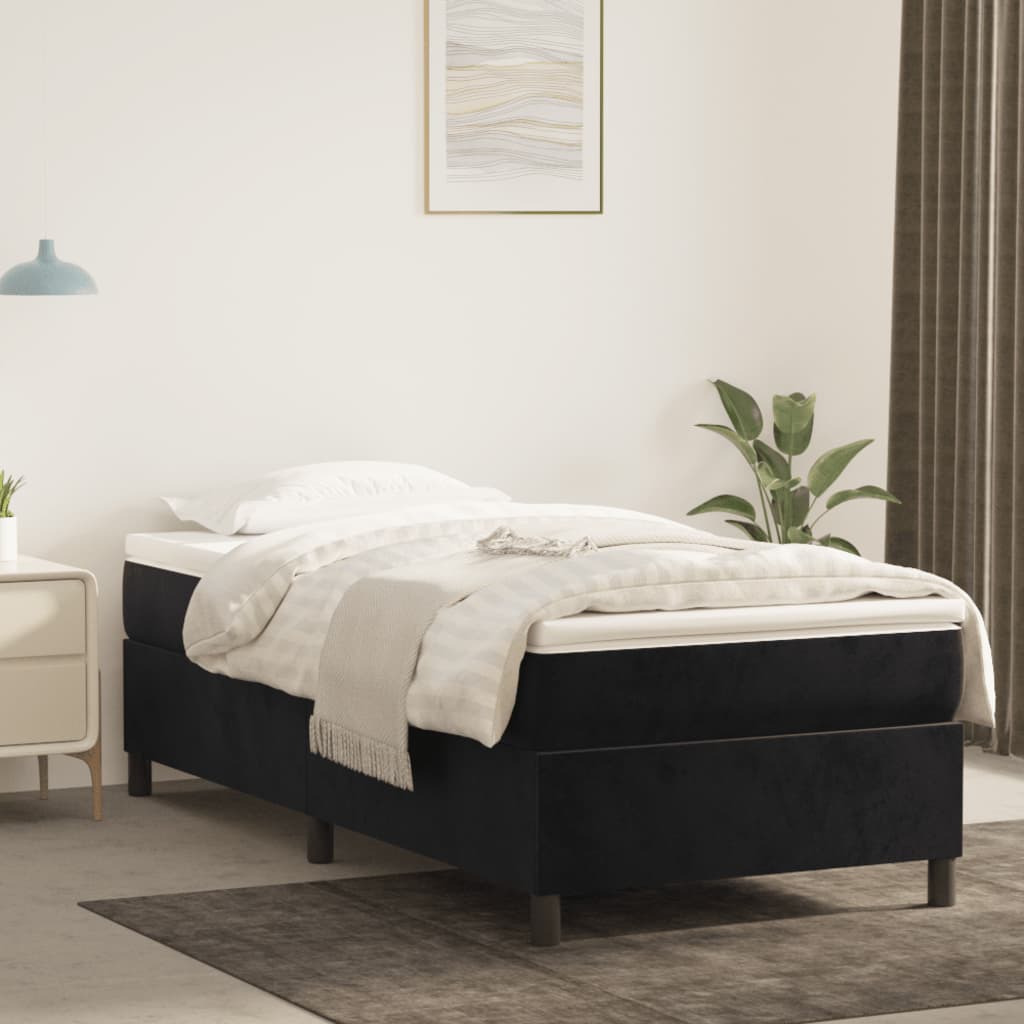 Okvir za krevet s oprugom crni 80 x 200 cm baršunasti