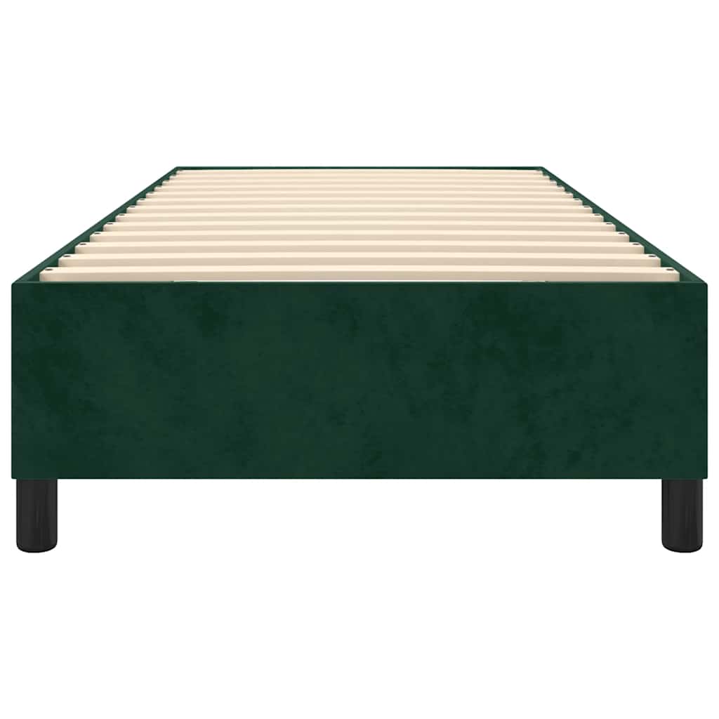 Okvir za krevet s oprugom tamnozeleni 90x190 cm baršunasti