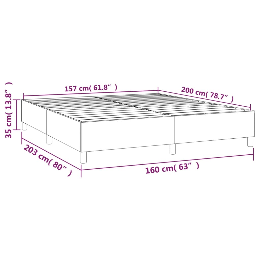 Okvir za krevet s oprugom svjetlosivi 160 x 200 cm baršunasti
