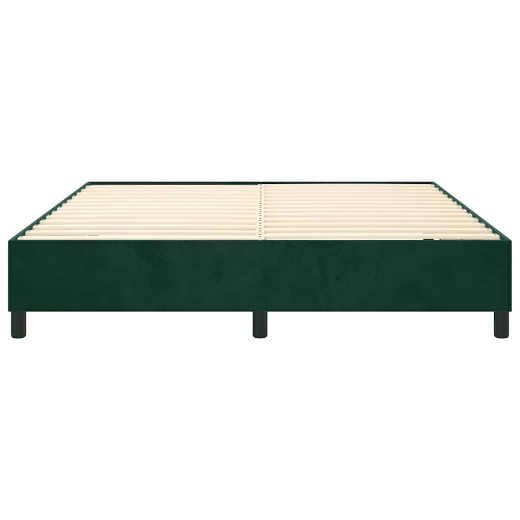 Okvir za krevet s oprugom tamnozeleni 160x200 cm baršunasti