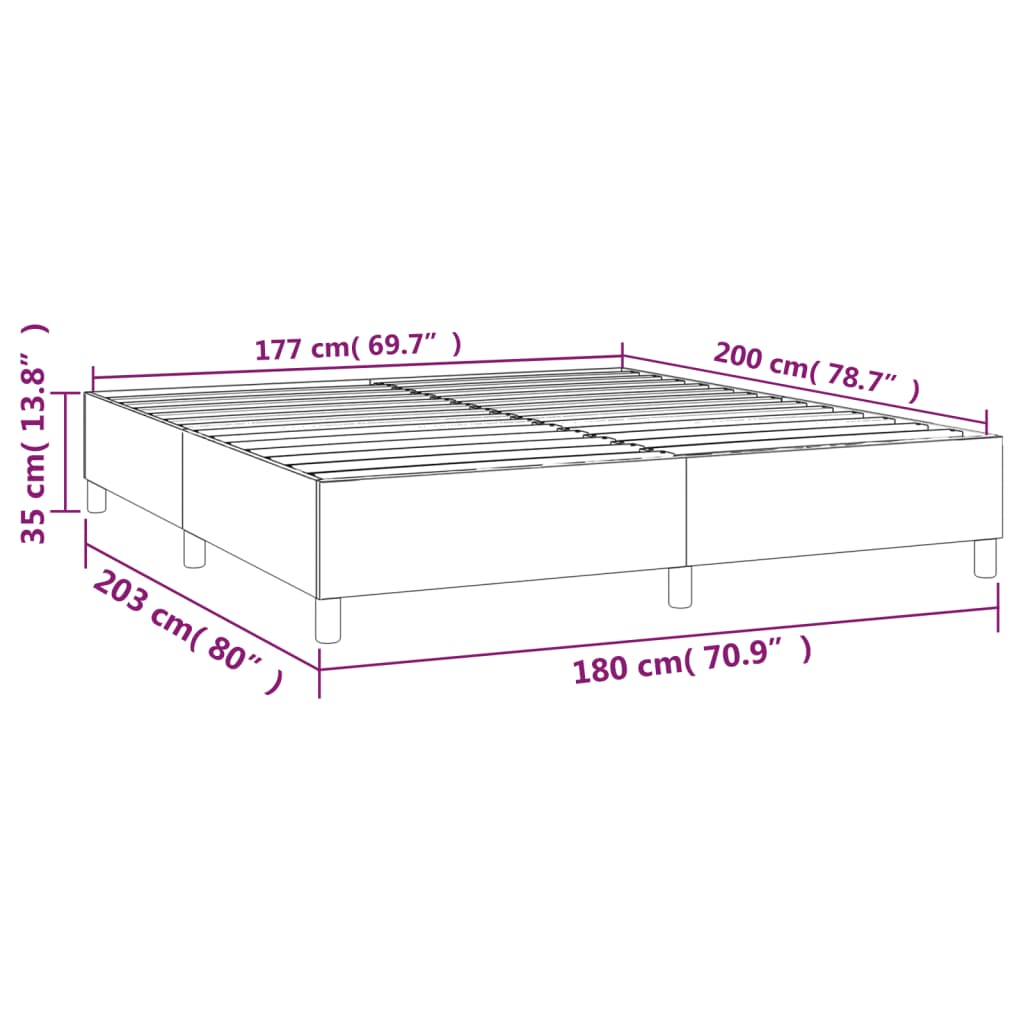 Okvir za krevet s oprugom crni 180x200 cm baršunasti