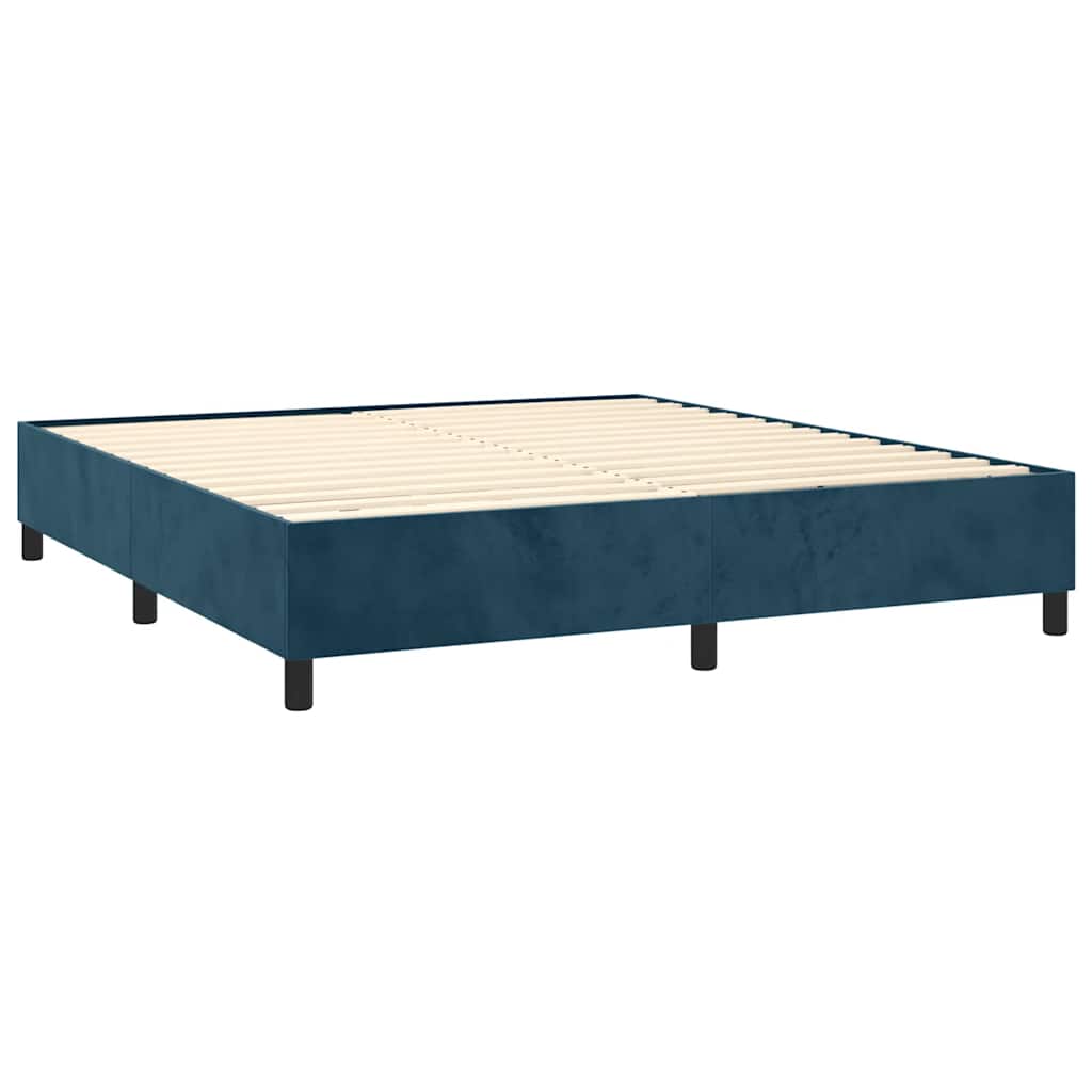 Okvir za krevet s oprugom tamnoplavi 180x200 cm baršunasti