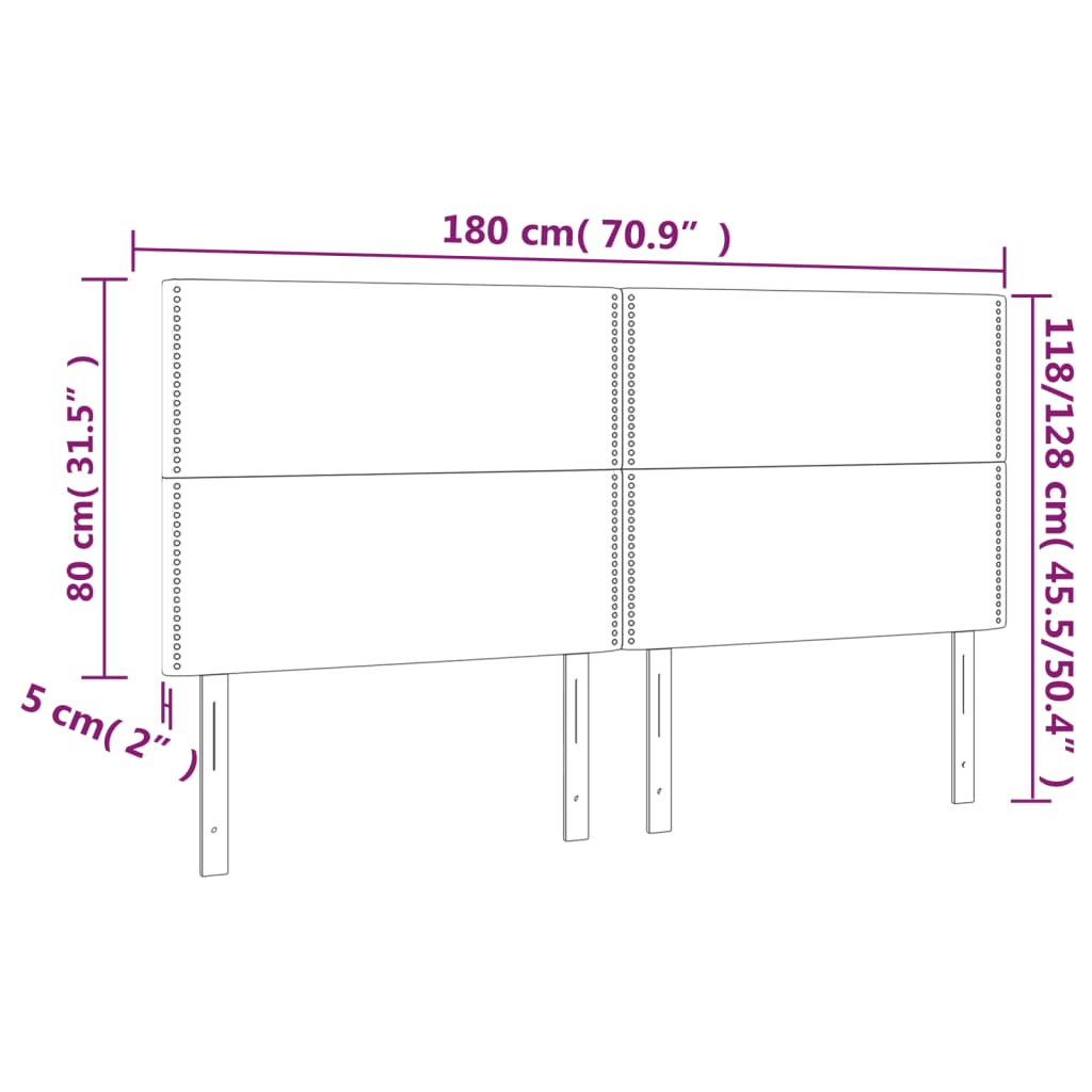 Uzglavlje Crno 180x5x118/128 cm Tkanina