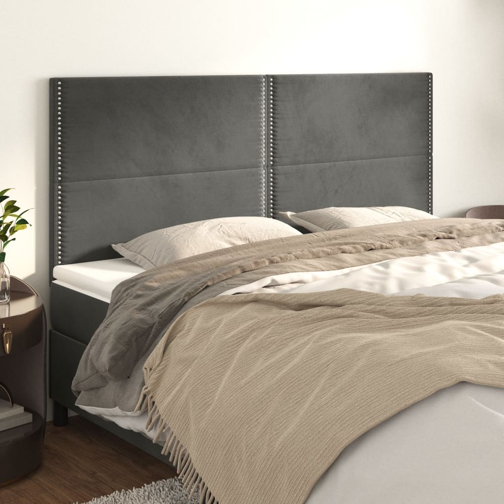 Uzglavlje tamno sivo 160x5x118/128 cm baršunasto