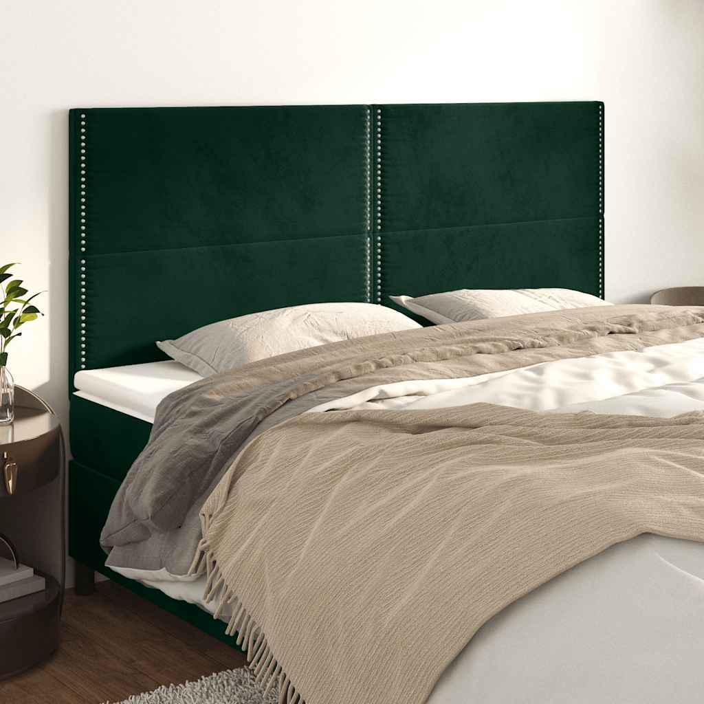 Uzglavlje tamnozeleno 200x5x118/128 cm baršunasto