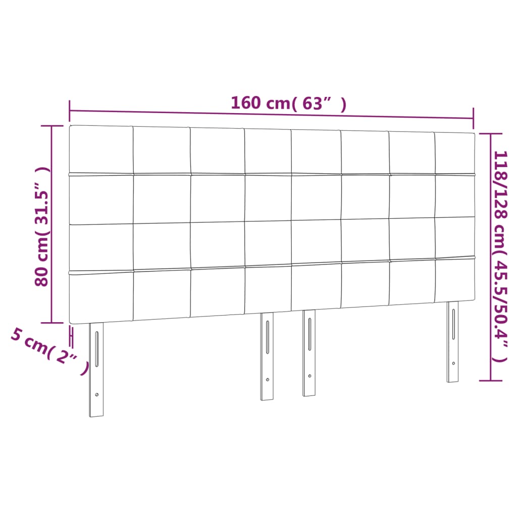 Uzglavlje krem boje 160x5x118/128 cm tkanina