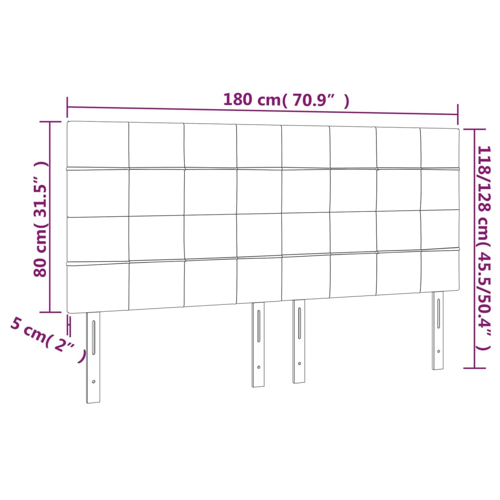 Uzglavlje plavo 180x5x118/128 cm tkanina