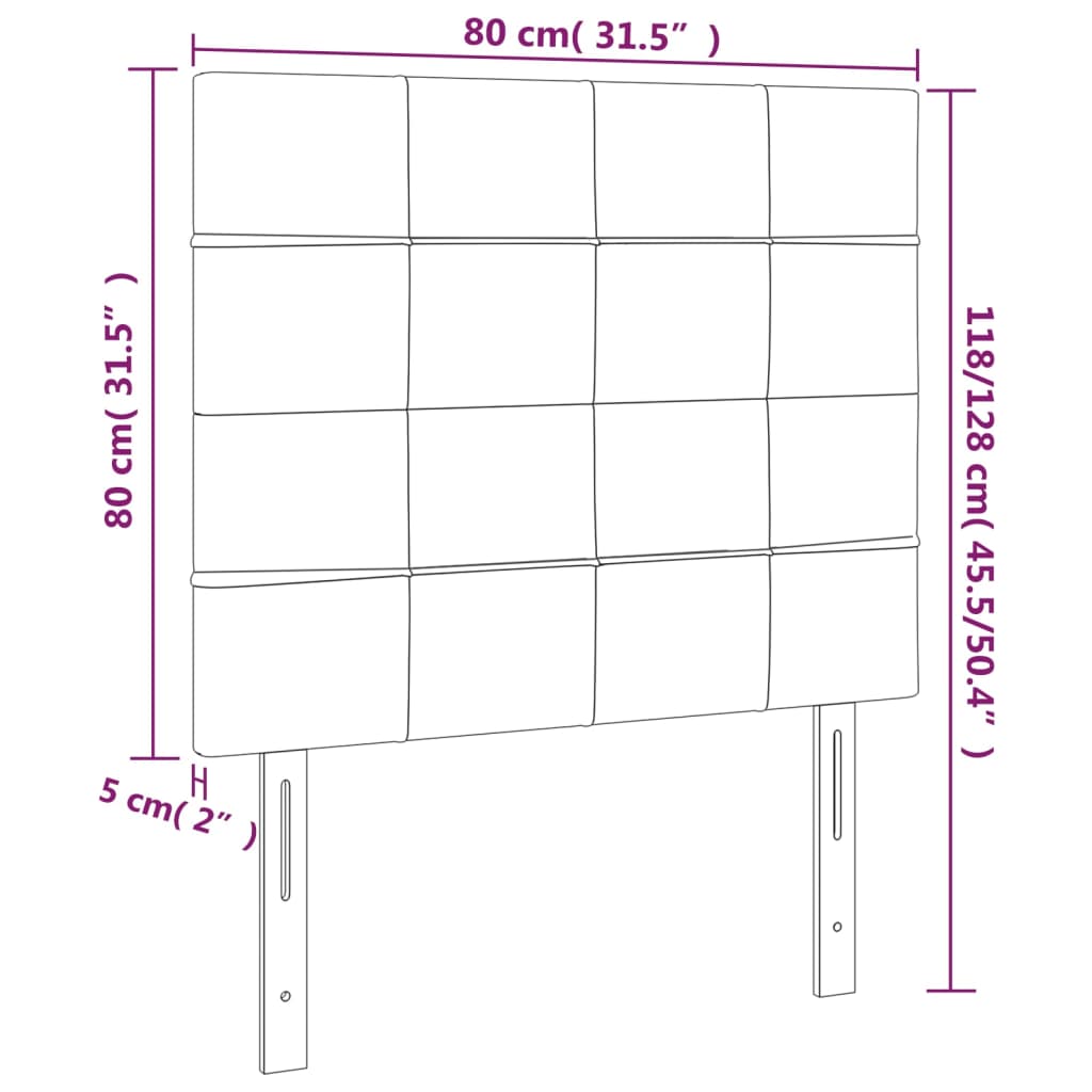 Uzglavlje tamno sivo 80x5x118/128 cm baršunasto