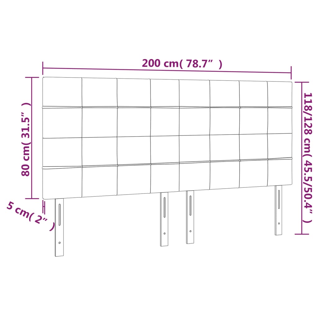 Uzglavlje crno 200x5x118/128 cm baršunasto