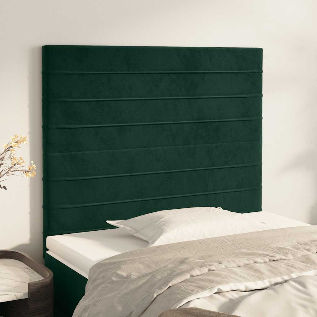Uzglavlje tamnozeleno 80x5x118/128 cm baršunasto