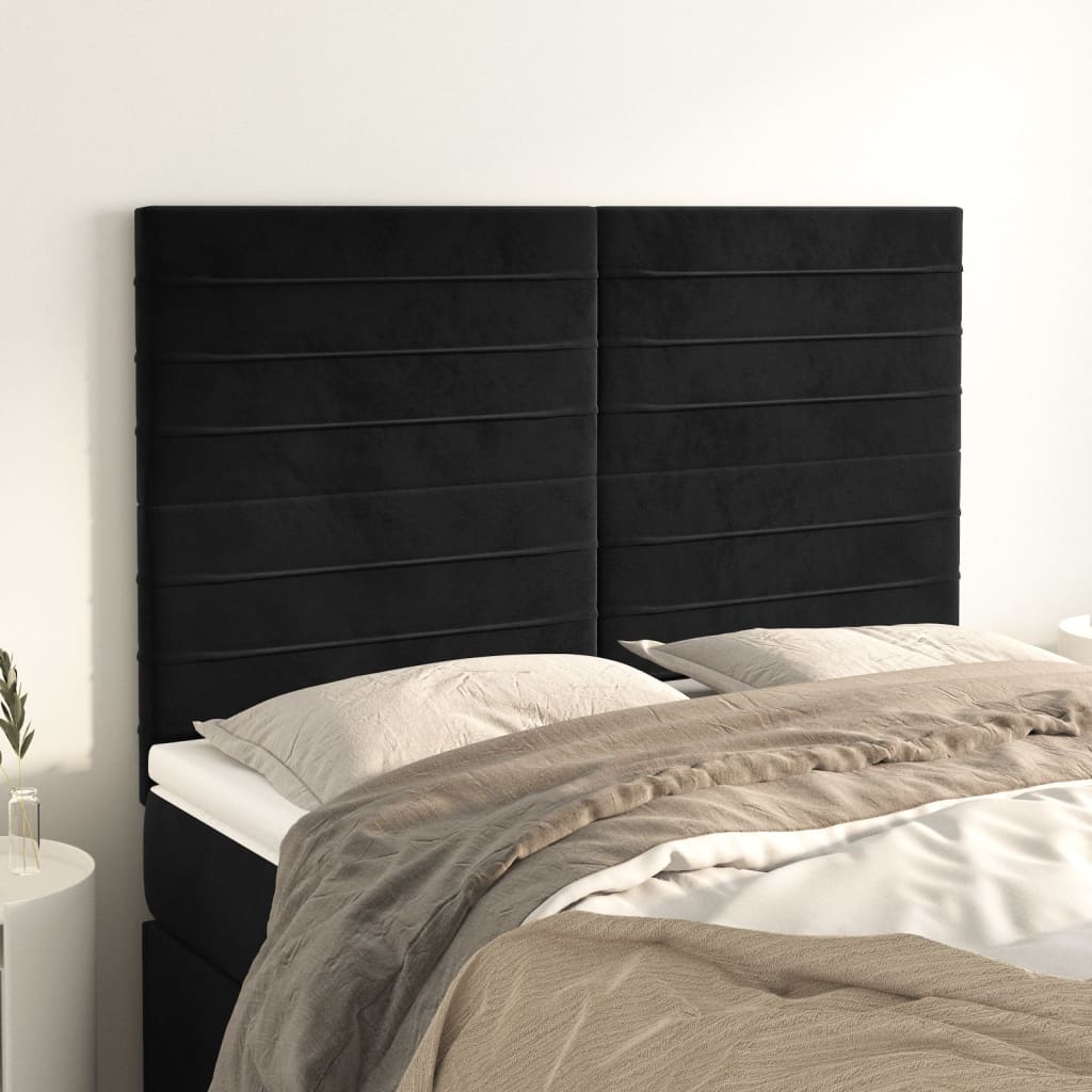 Uzglavlje Crno 144x5x118/128 cm Baršunasto