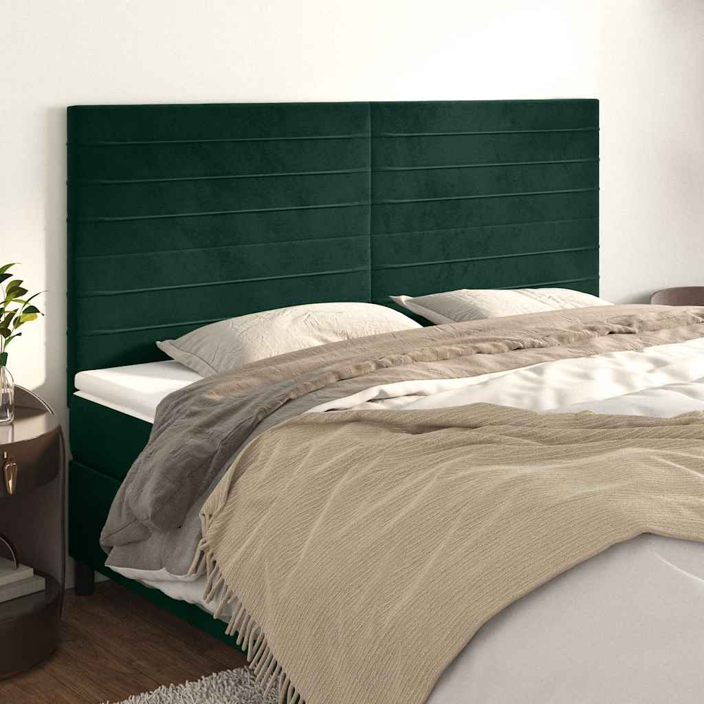 Uzglavlje tamnozeleno 200x5x118/128 cm baršunasto