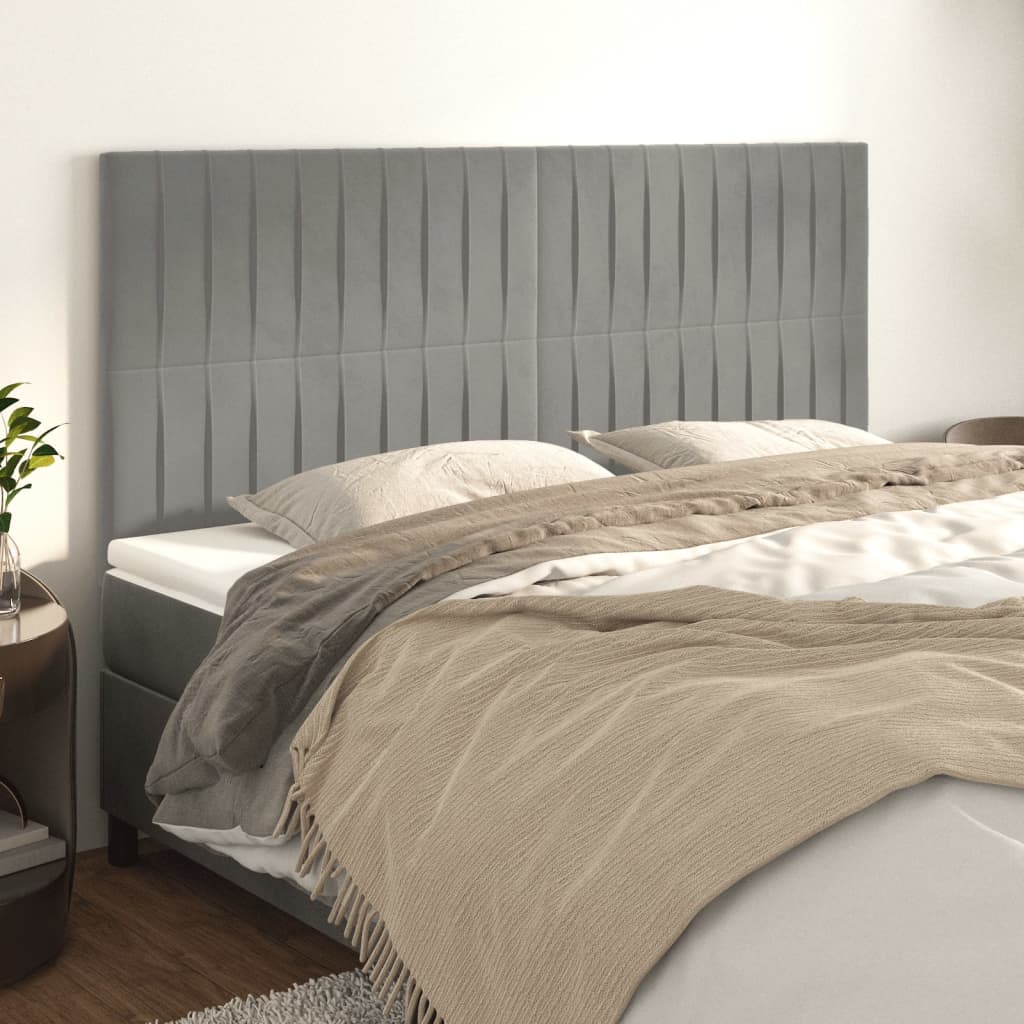 Uzglavlje svijetlosivo 160x5x118/128 cm baršunasto