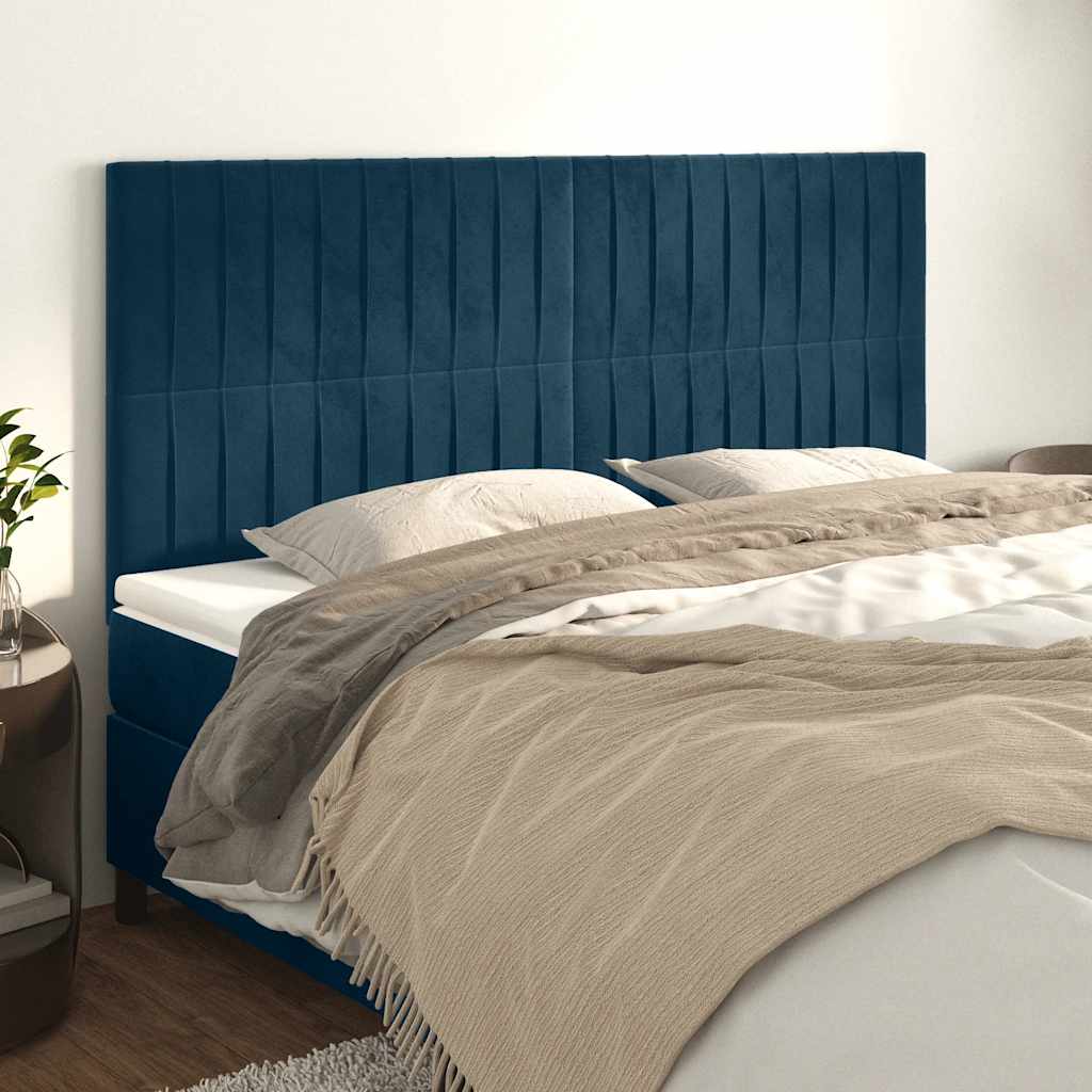 Uzglavlje tamnoplavo 160x5x118/128 cm baršunasto