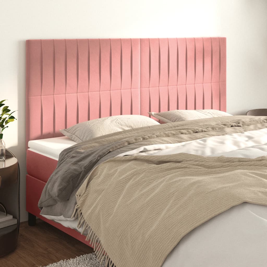 Uzglavlje roza 180x5x118/128 cm baršunasto