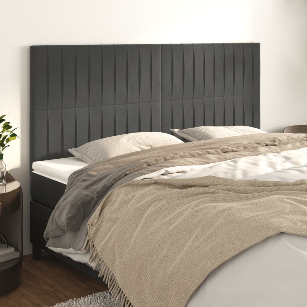 Uzglavlje tamno sivo 200x5x118/128 cm baršunasto