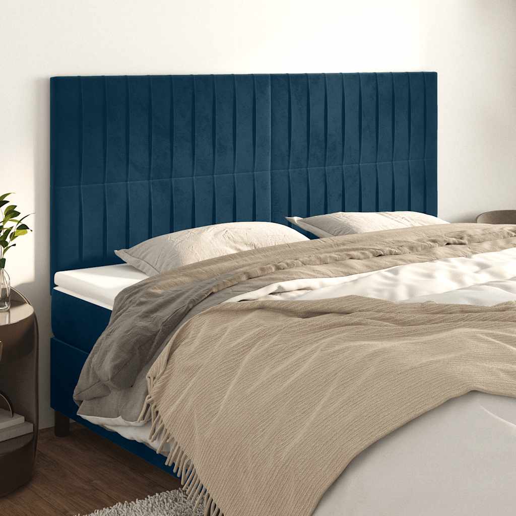 Uzglavlje tamnoplavo 200x5x118/128 cm baršunasto