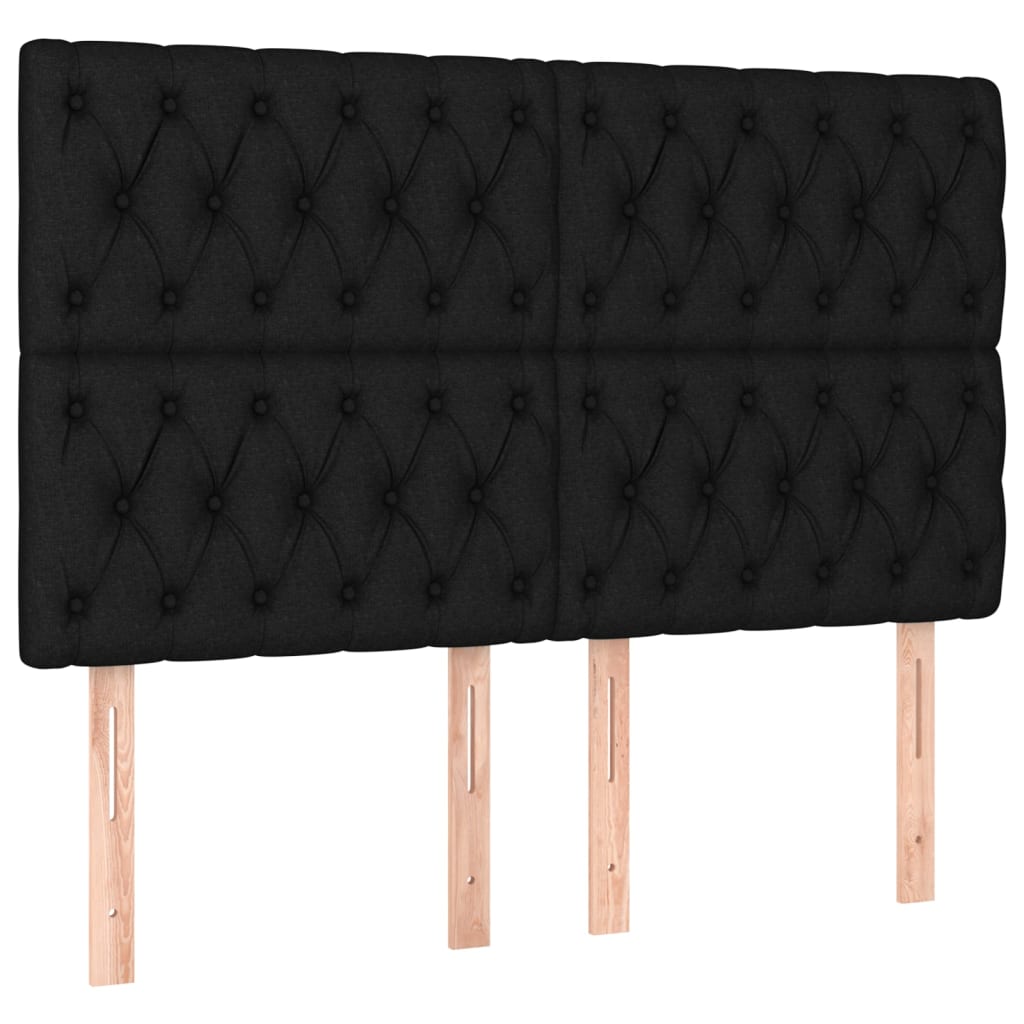 Uzglavlje crno 144x7x118/128 cm tkanina