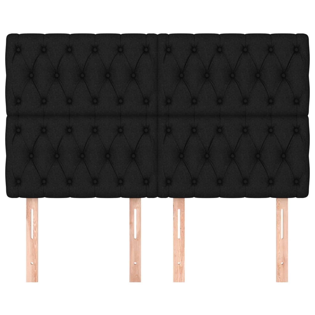 Uzglavlje crno 144x7x118/128 cm tkanina
