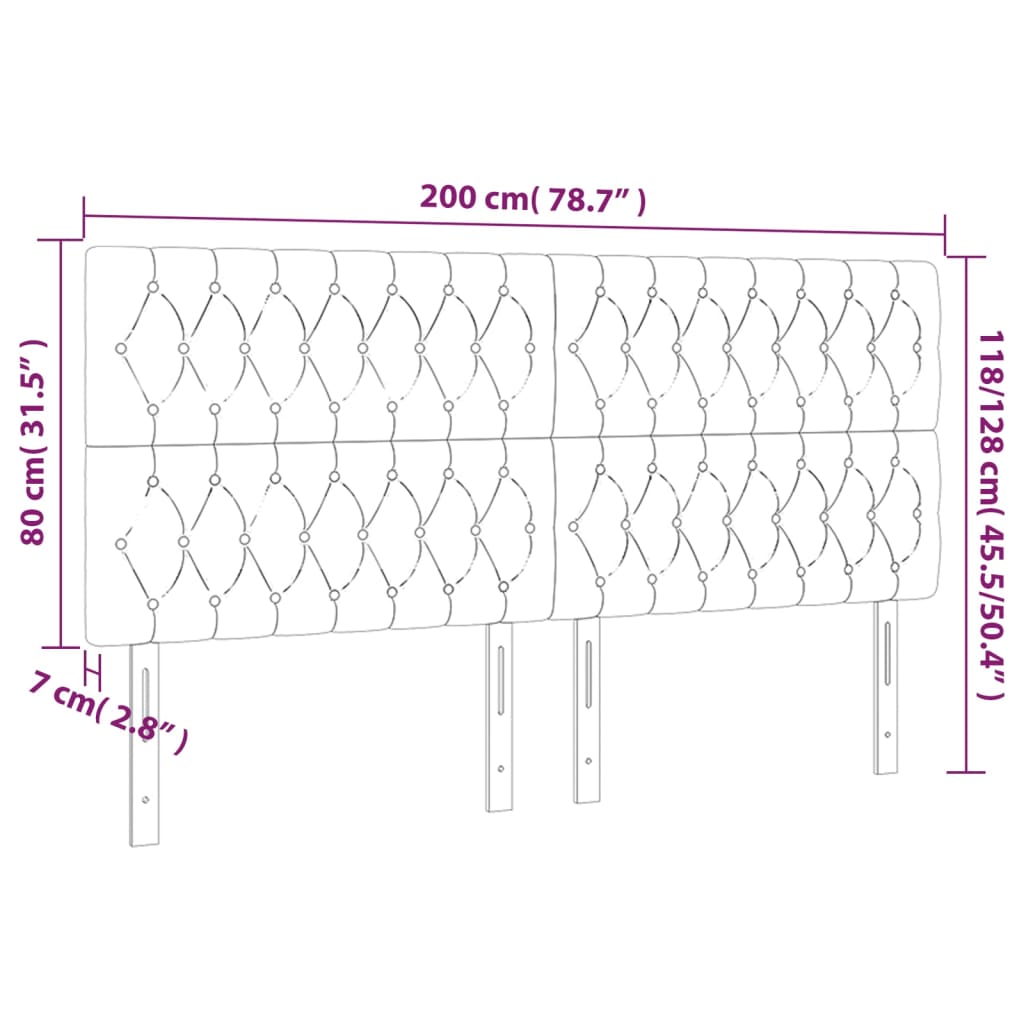 Uzglavlje plavo 200x7x118/128 cm tkanina