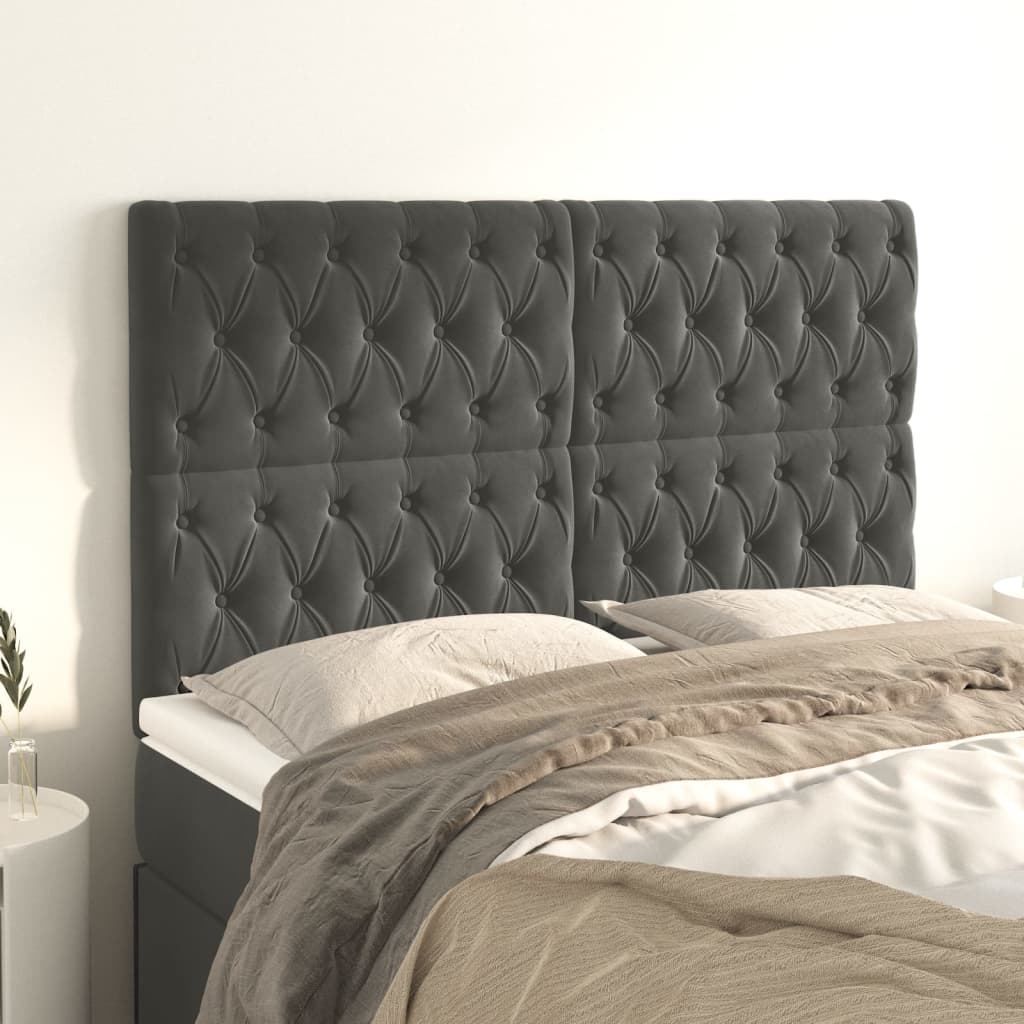 Uzglavlje tamno sivo 144x7x118/128 cm baršunasto