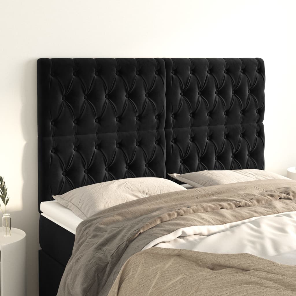 Uzglavlje Crno 144x7x118/128 cm Baršunasto