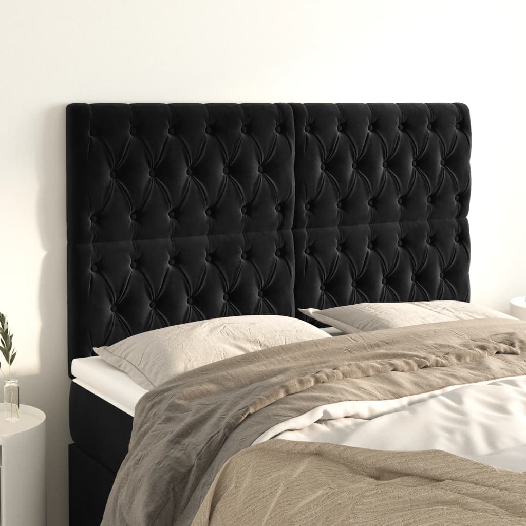 Uzglavlje crno 160x7x118/128 cm baršunasto