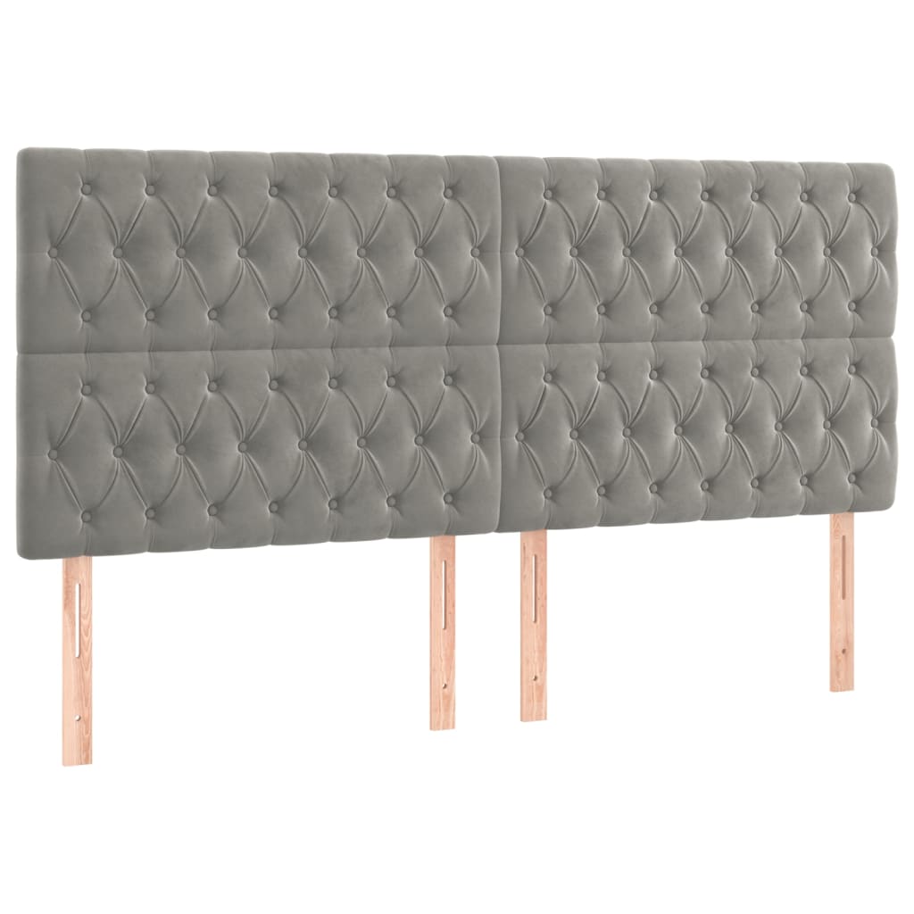 Uzglavlje svijetlosivo 200x7x118/128 cm baršunasto