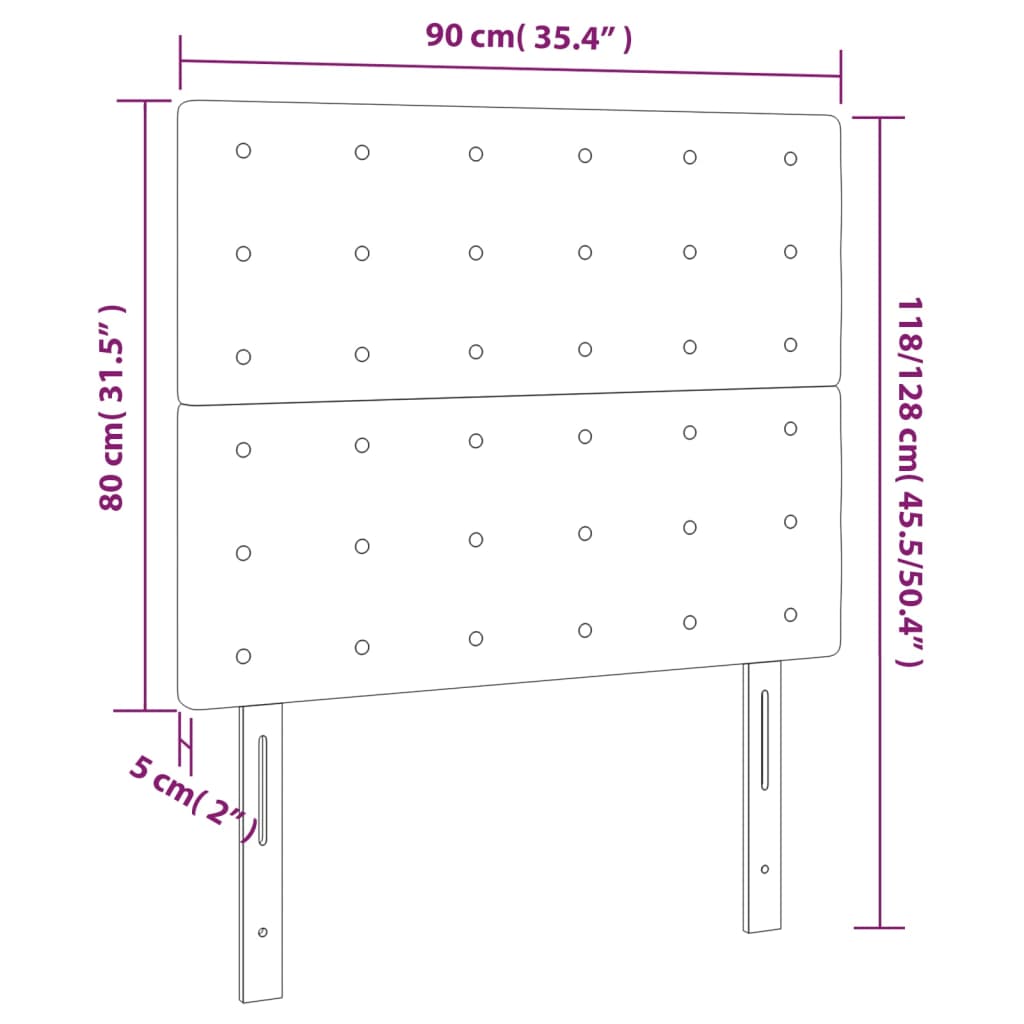 Uzglavlje plavo 90x5x118/128 cm tkanina