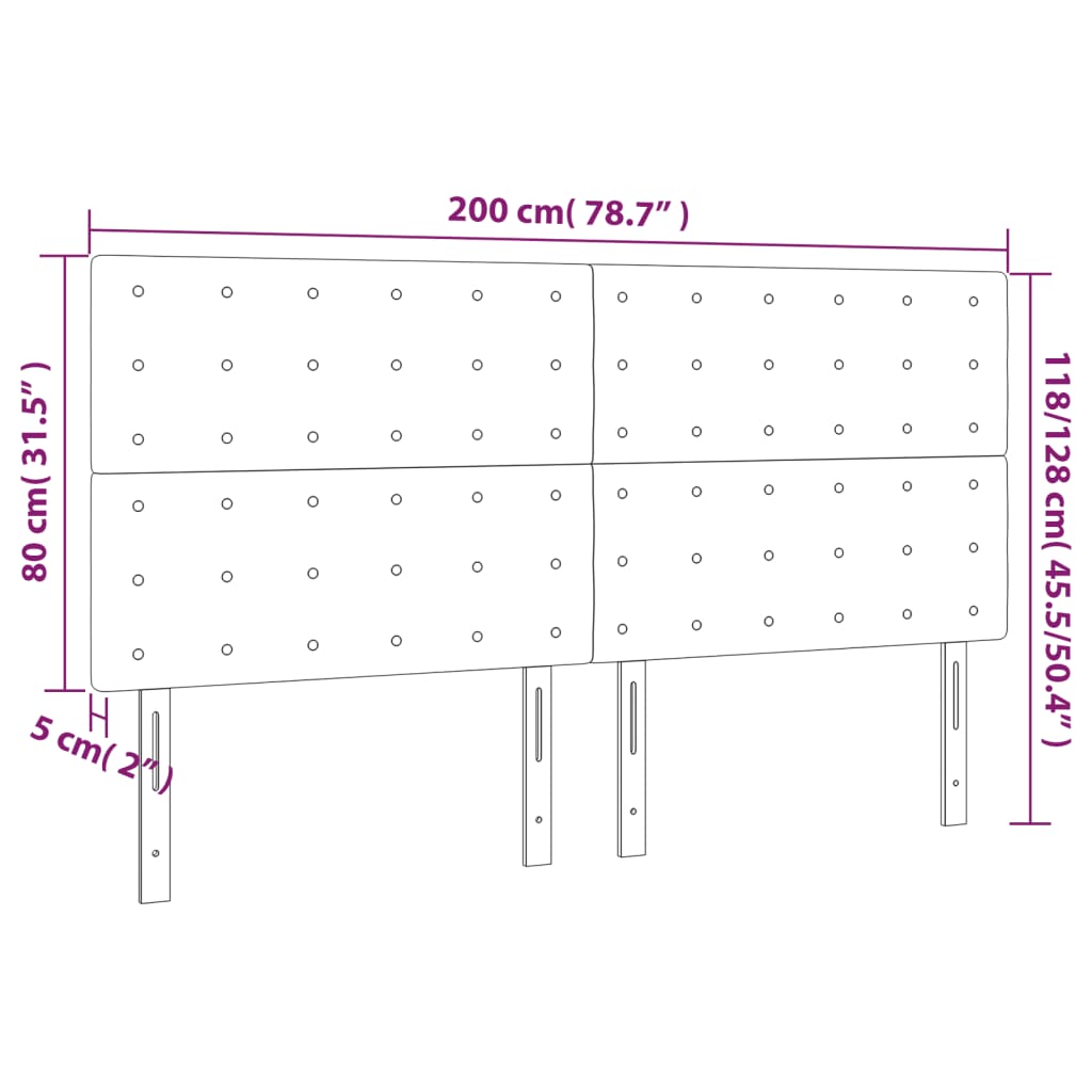 Uzglavlje plavo 200x5x118/128 cm tkanina