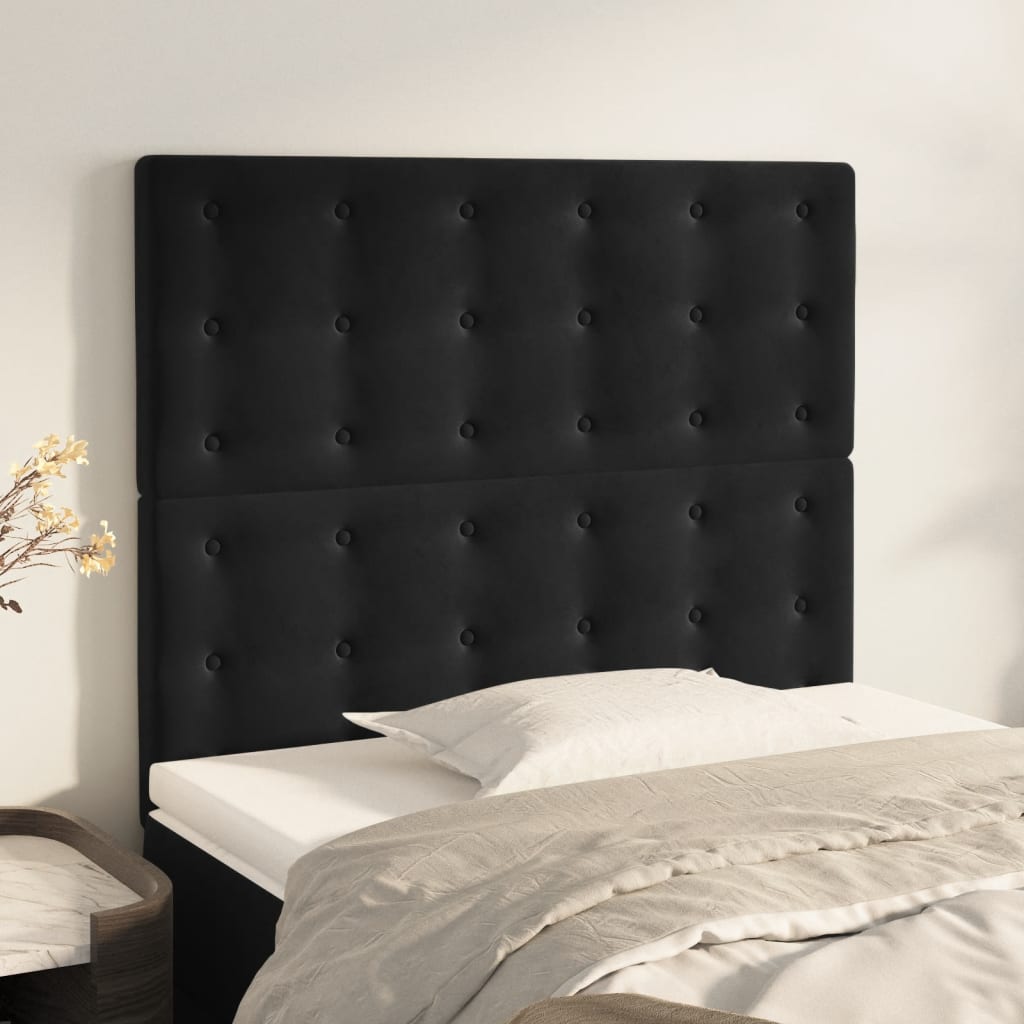 Uzglavlje crno 100x5x118/128 cm baršunasto