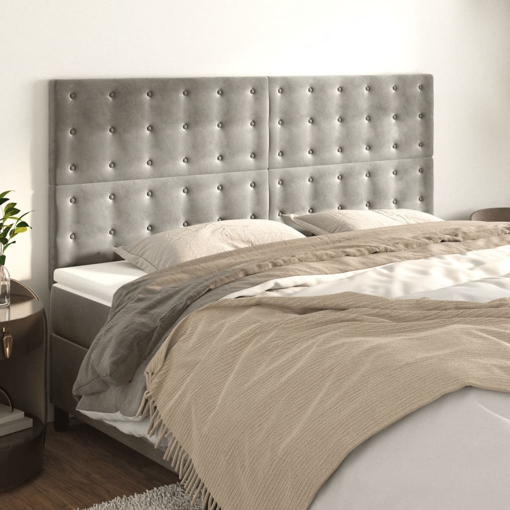 Uzglavlje svijetlosivo 200x5x118/128 cm baršunasto