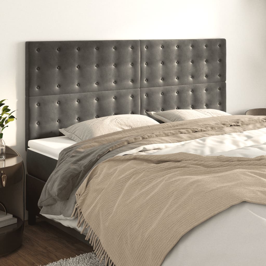 Uzglavlje tamno sivo 200x5x118/128 cm baršunasto