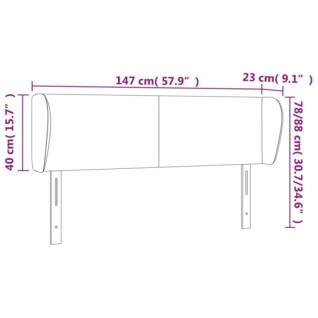 Uzglavlje s ušima plavo 147x23x78/88 cm od tkanine