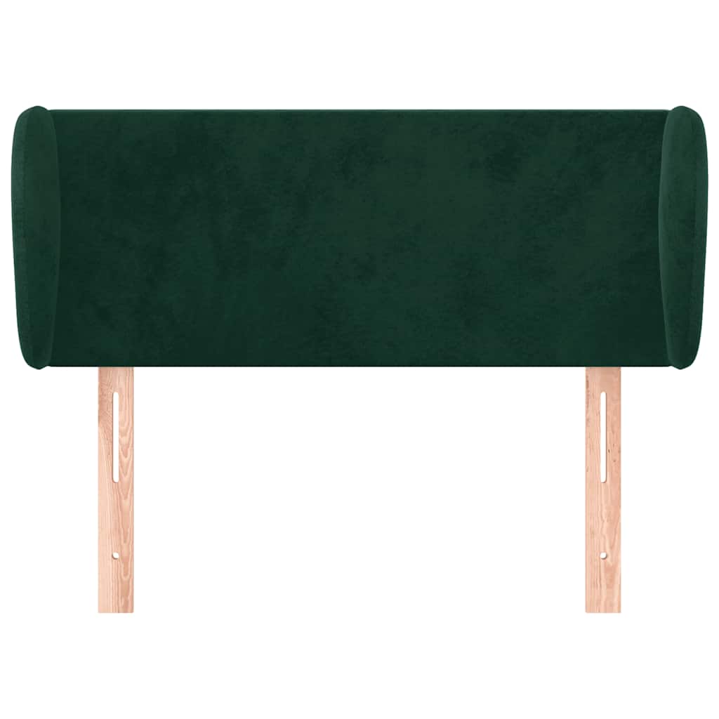 Uzglavlje s ušima tamnozeleno 93x23x78/88 cm baršunasto